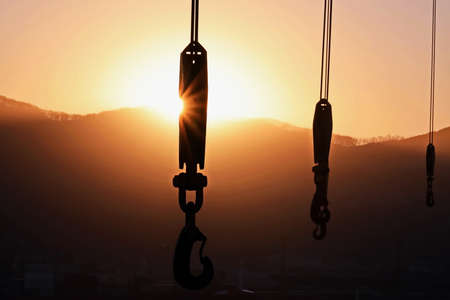 Various sunrise views of the piers, terminal and coastline of the Port of Vostochnyy. Russia, December, 2020の写真素材