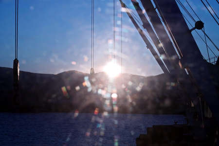 Various sunrise views of the piers, terminal and coastline of the Port of Vostochnyy. Russia, December, 2020の写真素材