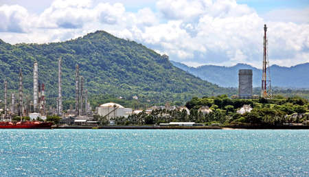 Various panoramic views of the coastline, piers and terminals of Port of Cigading, Indonesia, December, 2020の写真素材