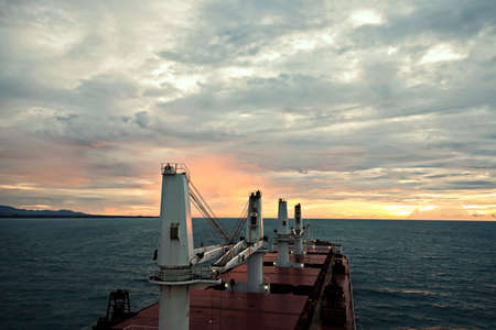 Various view of the coastline, piers and terminal during the sunrise & sunset. Indonesia, December,...
