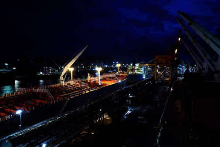 Various view of the coastline, piers and terminal during the sunrise & sunset. Indonesia, December,...