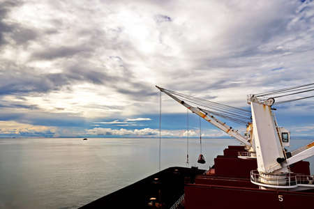 Panoramic views of the roadstead and transshipment area of the Port of Muara Pantai, Indonesia,...