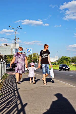 Kyiv, Ukraine August, 18, 2020. Streets and squares, buildings and tourist attractions of the city of Kyiv, capital of the Ukraine.のeditorial素材
