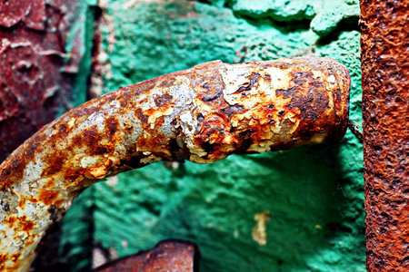 Rusty metal door handle close-up. grunge backgroundの写真素材
