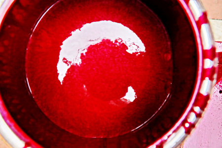 Red cup with map of Argentina on wooden background. copyspace.の写真素材