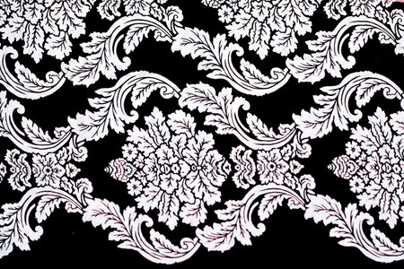 Thai style fabric pattern on black background,Thai style fabric patternの写真素材