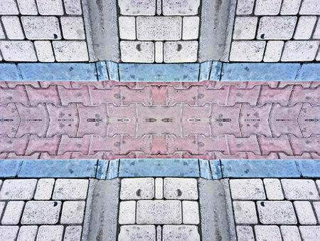 Paving slabs made of bricks in the form of a cross