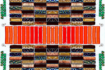 Colorful stained glass window in the old house. abstract background.の写真素材