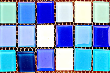 abstract of blue and yellow square in the box for background usedの写真素材