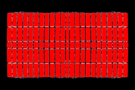 Red and black mosaic on a black background. Abstract background for design.の写真素材