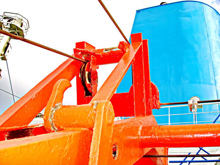 crane winch in the sea port, closeup of photo