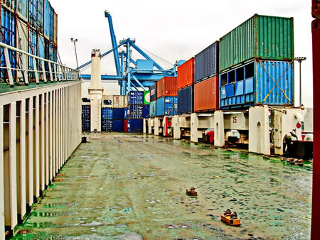 Container terminal in Port of Rotterdam, Netherlands. Rotterdam is the second largest city in the...