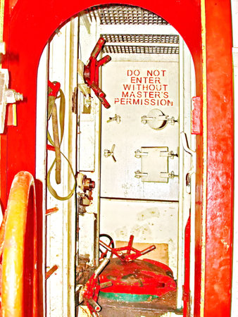 fire engine in the red door of a fire truck, closeup of photo