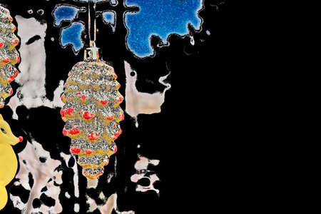 christmas ornament on black background with space for your text or imageの写真素材