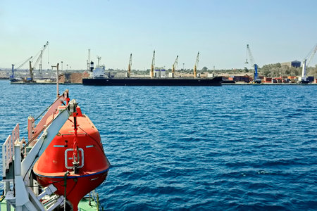 Cargo ship and bulk carrier in the sea, Odessa, Ukraine