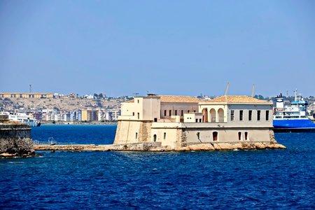 Fortress in the bay of Chania, Crete, Greeceの写真素材