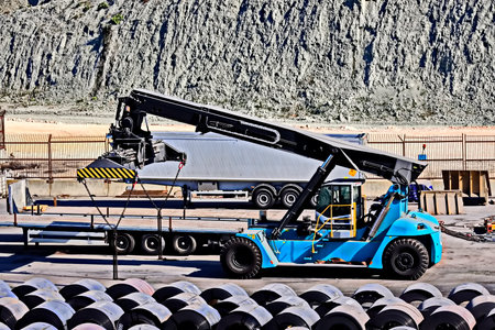Coal mining in a quarry with a large truck