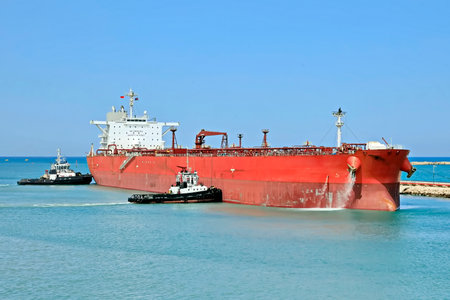 Cargo ship in the port of Cartagena, Colombia.