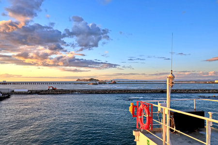 Sunset at the port of Tenerife, Canary Islands, Spainの写真素材