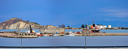Panoramic view of the port in the city of Odessa, Ukraineの写真素材