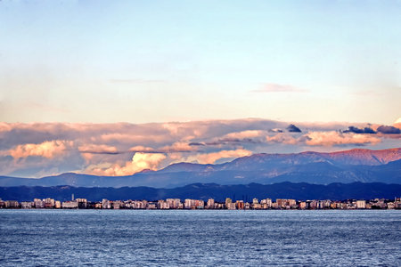 Cityscape of Vladivostok from the sea, Russia.の写真素材