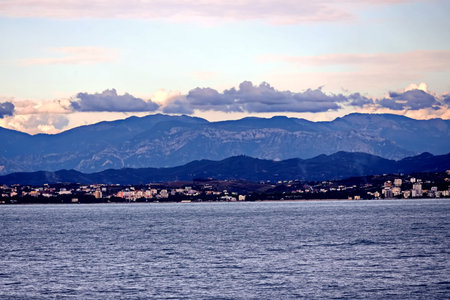 View of the city and the seaの写真素材