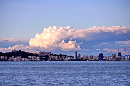 View of the city of Vladivostok from the sea.の写真素材