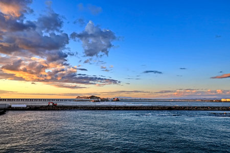 Seascape at sunset.の写真素材