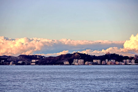 View of the city from the sea.の写真素材
