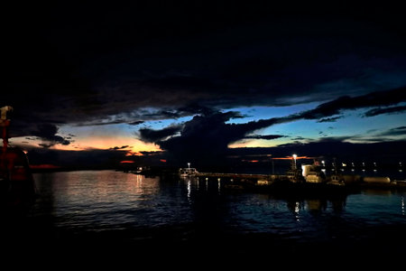 sunset in the port of the city of Sevastopol, Crimeaの写真素材
