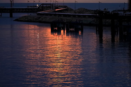 Sunset in the port of Palma de Mallorca, Spainの写真素材