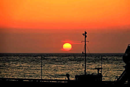 Sunset on the Atlantic Ocean, in Tenerife, Canary Islands, Spainの写真素材
