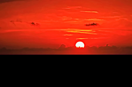 Beautiful sunset over the sea. Sunset over the sea. Beautiful sunset over the ocean.の写真素材