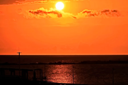 Beautiful sunset on the sea. Sunset over the sea. Beautiful sunset over the sea.の写真素材