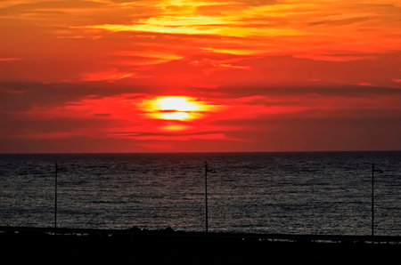 Sunset over the Atlantic Ocean in Tenerife Canary Islands Spainの写真素材
