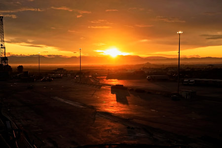 Sunset in the port of Essaouira, Morocco.の写真素材