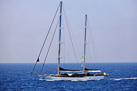 Sailing yacht in the mediterranean sea on a sunny summer day