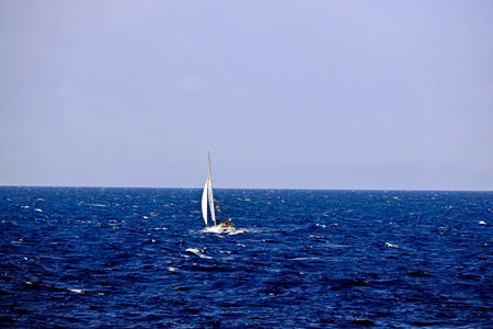 Sailing in the mediterranean sea, Mediterranean Sea, Spain.