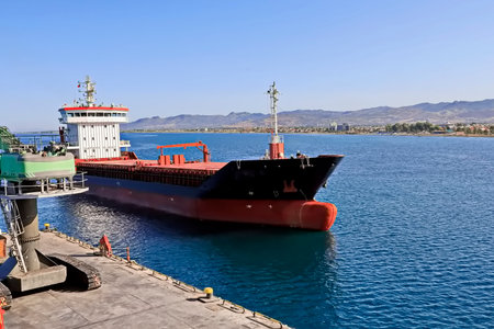 Cargo ship in the portの写真素材
