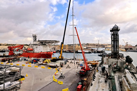 View of the port of Valletta, Maltaの写真素材