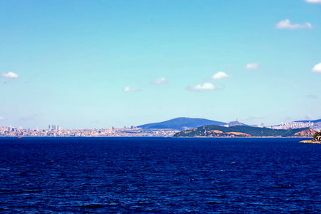 Istanbul, Turkey. Panoramic view of the city from the sea.の写真素材