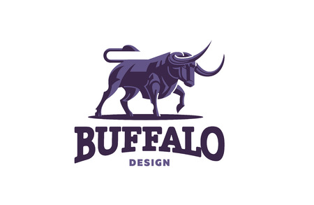 Bull in nature. Field, wild nature. Vector illustration.のイラスト素材