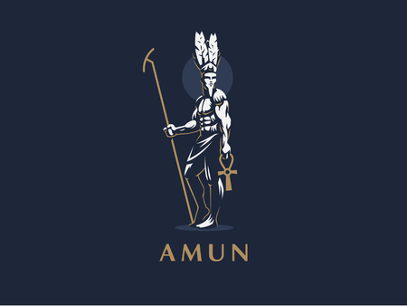 The Egyptian god Amun. Vector emblem.のイラスト素材