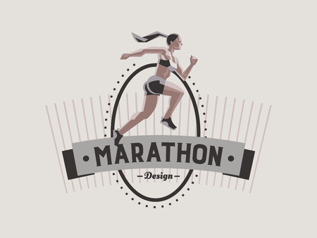 A female athlete is running. Vector emblem.のイラスト素材