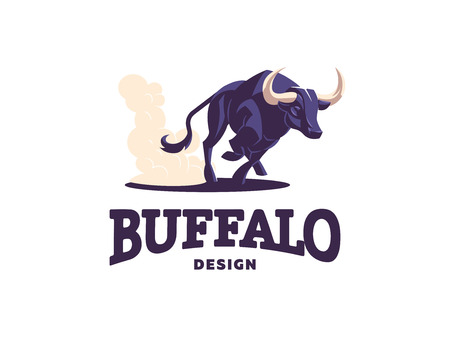 Bull in nature. Field, wild nature. Vector illustration.のイラスト素材