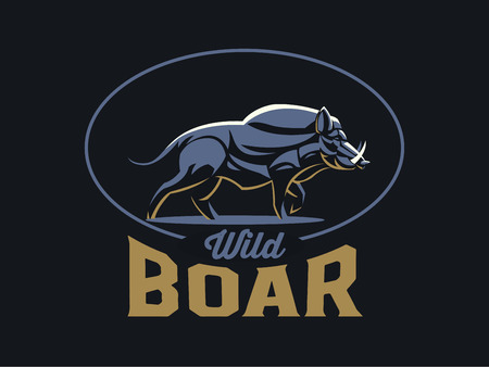 Wild boar with tusks. Vector illustration.のイラスト素材