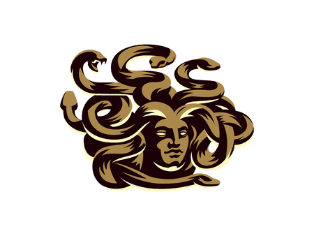 Medusa of the gorgon. Logo.  Vector illustration.のイラスト素材