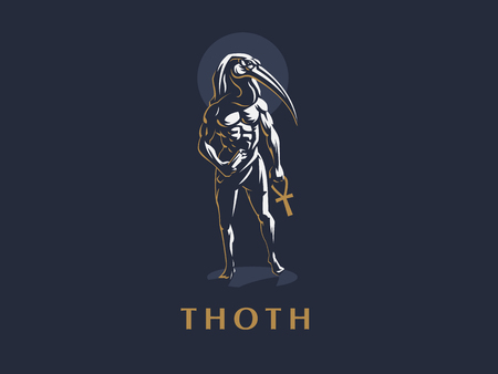 The Egyptian God Thoth. Logo. Vector illustration.のイラスト素材