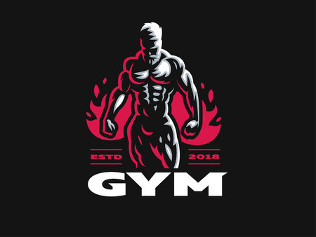 Sport. Sporty and athletic man. Muscular body. Vector illustration.のイラスト素材