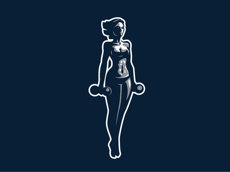 Sporty muscular woman fitness. Vector illustration.のイラスト素材